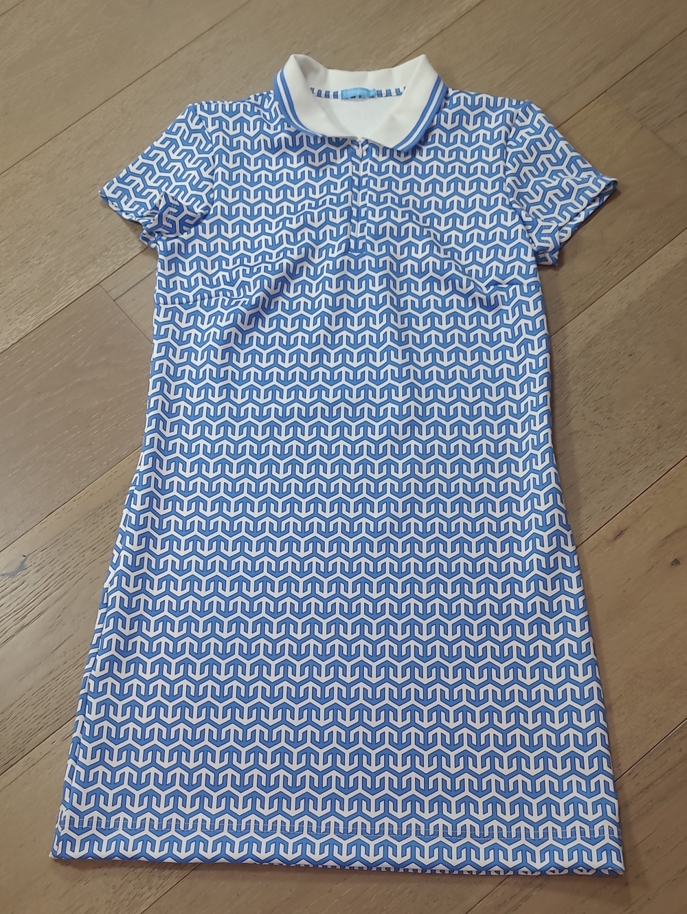 EUC J. McLaughlin Montclair Catalina Polo Dress Women's sz S Blue/White Geo Mini
